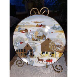 Betsey Bates Christmas on the Farm Plate 1981 World Book Annual Series Collect
